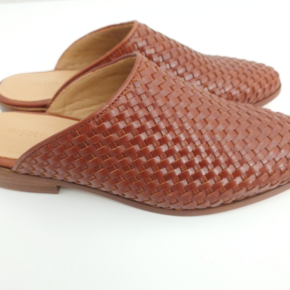 Nisolo Ama Woven Mule Brandy Leather Mules Slip On Sandals Shoes Size 9.5 - Picture 7 of 16
